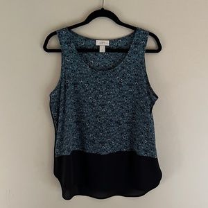 Loft Green & Black Tunic Length Sleeveless Top